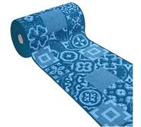 emmevi Tappeto Cucina 3D Passatoia Antiscivolo Lavabile Piastrella Maiolica Mod.CLELIA Dis.G 57X170 BLU