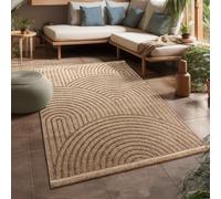 Paco Home Tappeto Cucina Da Esterno Salotto Moderno Balcone Terrazo Motivo Boho Motivo Floreale Motivo Geometrico, Dimensione:80x150 cm, Colore:Beige 3