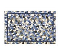 Tappeto Cucina Geometrico Moderno Mosaico Graniglia Morbida Ciniglia con Antiscivolo Passatoia Cucina Ingresso Colori Moderni Made in Italy (Blu Mare, 57x85 cm)