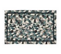 Tappeto Cucina Geometrico Moderno Mosaico Graniglia Morbida Ciniglia con Antiscivolo Passatoia Cucina Ingresso Colori Moderni Made in Italy (Petrolio, 57x190 cm)