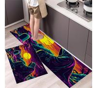 Tappeto Cucina in Illustrazione fantasy Tramonto sulla Lapide della Morte Antiscivolo e Lavabile Runner Multiuso Resistente all'usura Passatoia Cucina Antimacchia Adattoviola giallastro