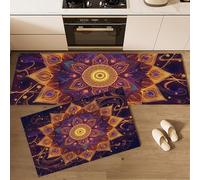 Tappeto Cucina in Mandala del Vento Modello caleidoscopio Antiscivolo e Lavabile Runner Multiuso Resistente all'usura Passatoia Cucina Antimacchia AdattoViola dorato