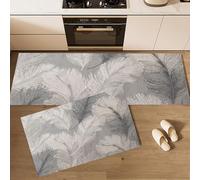 Tappeto Cucina in Minimalismo Piume Eleganti Antiscivolo e Lavabile Runner Multiuso Resistente all'usura Passatoia Cucina Antimacchia Adatto da tenere sotto il Lavandino e Fornelli Grigio
