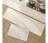 Tappeto Cucina Lavabile，Set Di 2 Tappetini Da Cucina Antiscivolo E Antifatica, In Pvc Impermeabile E Antimacchia, Con Motivo Astratto Neutro, Sottili E Adatti A Pavimenti Delicati Sulle Porte,
