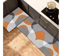 Tappeto Cucina Lavabile，Set Di Due Tappetini Antifatica Per Cucina, Forma Rettangolare Grande E Compatta Con Gradiente Di Colore E Blocchi Geometrici, Antiscivolo Per Sala Da Pranzo E Decorazi