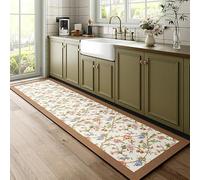 Tappeto Cucina Lavabile，Tappeto Da Cucina Antifatica, Impermeabile, Resistente All'Olio, Antiscivolo Con Retro In Gomma, Tappeto Lungo Con Decorazione Floreale Vintage, Tappeto Resistente E Durevol