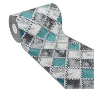 emmevi Tappeto Cucina Bordato Antiscivolo Assorbente Passatoia Colori Accesi Patchwork 57x190 Cm Azzurro