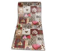 Tappeto Cucina PVC Passatoia ANTIMACCHIA antiscivolo cuori rossi shabby SUITE 8