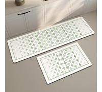 Tappeto Cucina，Set Di 2 Tappeti Da Cucina Antifatica, Impermeabili, Resistenti All'Olio E Antiscivolo Con Retro In Gomma, Tappetino Decorativo Geometrico Moderno E Lavabile, Tappetini Di Supporto P