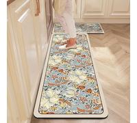 Tappeto Cucina，Set Di 2 Tappeti Da Cucina Impermeabili, Antiscivolo E Antifatica, Con Stampa Floreale Vintage, Resistenti Alle Macchie E Facili Da Pulire, Comodi Per La Lavanderia E Il Corridoio, C