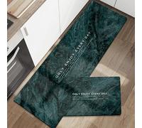 Tappeto Cucina，Set Di 2 Tappetini Da Cucina Antiscivolo, Impermeabili E Antimacchia, Facili Da Pulire, Con Stampa Effetto Marmo Opaco, Assorbenti, Ideali Per Lavello E Lavanderia, Verde Scuro, 60*1