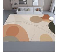 Tappeto Curve di astrazione geometrica Soggiorno Antiscivolo Lavabile Pelo Corto Effetto Stampato Beige estivo, rilassante, fondo per cucina, soggiorno 60x110