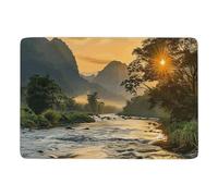 Tappeto da 152 x 101,6 cm, con motivo The River Flows Slowly, per soggiorno, casa colonica, moderno, per camera da letto, sala da pranzo, ufficio, cucina, lavabile