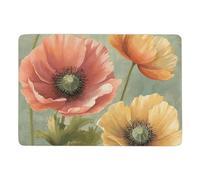 Tappeto da 152 x 101,6 cm, motivo papaveri pastello, tappeto moderno per soggiorno, sala da pranzo, ufficio, cucina, lavabile