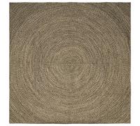 vidaXL Tappeto naturale e nero, 240 x 240 cm, iuta, tappeti moderni, grande tenda per soggiorno, decorazione testurizzata, ecologico, design minimalista