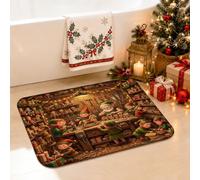 Tappeto da bagno a tema natalizio con elfi, 40,6 x 61 cm | Tappeto da bagno a tema laboratorio fantasioso, con parte superiore in morbida flanella, decorazione per la casa per le