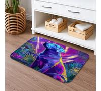 Tappeto da bagno ad asciugatura rapida con motivo animale, design astratto colorato, assorbente, antiscivolo, moderno, in flanella, lavabile, per bagno, WC, decorativo, 50 x 81 cm