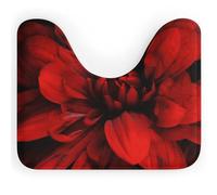 Tappeto da bagno antiscivolo a forma di U con fiore rosso su sfondo nero, morbido e assorbente, 50,8 x 40,6 cm, sottile tappeto da bagno per lavandino, vasca, doccia e WC