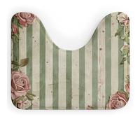 Tappeto da bagno antiscivolo a forma di U con rose e piante verdi, morbido e assorbente, 50,8 x 40,6 cm, sottile tappeto da bagno per lavandino, vasca, doccia e WC
