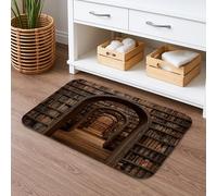 Tappeto da bagno antiscivolo con arco bibliotecario vintage, motivo libro rustico, assorbente, ad asciugatura rapida, decorazione per la casa per bagno WC 40,6 x 61 cm