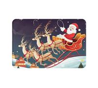 Tappeto da bagno antiscivolo con stampa con slitta di Babbo Natale e renna Merry Christmas, tappetino per porta d'ingresso, grande area, resistente, per soggiorno, ingresso, camera da letto, taglia