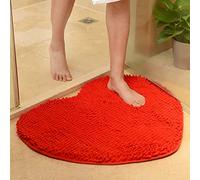 Tappeto da bagno antiscivolo, in ciniglia, assorbente, a forma di cuore, morbido, per cucina, camera da letto, dormitorio, bagno (70 x 80 cm, rosso)