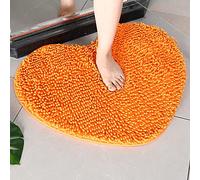 Tappeto da bagno antiscivolo, in ciniglia, assorbente, a forma di cuore, morbido, per cucina, camera da letto, dormitorio, bagno (70 x 80 cm, arancione)