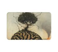 Tappeto da bagno antiscivolo, lavabile, tappetini da cucina per pavimenti, tappeti per ingresso, interni, albero del cervello surreale, lavanderia, bagno, porta con retro in gomma, 50,8 x 80 cm