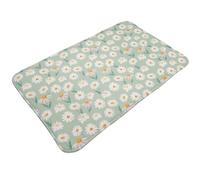 Tappeto da bagno antiscivolo, lavabile, tappetini da cucina per pavimenti, tappeti per ingresso, interni, margherite, fiori, verde chiaro, lavanderia, bagno, porta con retro in gomma, 50,8 x 80 cm