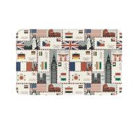 Tappeto da bagno antiscivolo lavabile - Tappetini da cucina per pavimenti, tappeti per ingresso interni, motivo con francobolli del mondo, lavanderia, bagno, porta tappeto con retro in gomma, 50,8 x