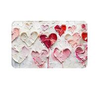 Tappeto da bagno antiscivolo, lavabile, tappetini da cucina per pavimenti, tappeti per ingresso interni, con cuore testurizzato, arte astratta, lavanderia, bagno, porta con retro in gomma, 50,8 x 80