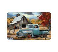 Tappeto da bagno antiscivolo, lavabile, tappetini da cucina per pavimenti, tappeti per ingresso, tappeti per interni, vintage, camion, fattoria, lavanderia, bagno, camera da letto, con retro in gomma