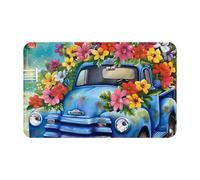 Tappeto da bagno antiscivolo lavabile - Tappetini da cucina per pavimento, tappeti per ingresso interni, camion floreale benvenuto lavanderia bagno porta tappeto con retro in gomma 50,8 x 80 cm