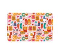 Tappeto da bagno antiscivolo lavabile - Tappetini da cucina per pavimento, tappeti per ingresso interni, carino cibo uova, pane, patatine fritte, lavanderia, bagno con retro in gomma, 50,8 x 80 cm