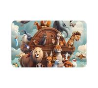 Tappeto da bagno antiscivolo lavabile - Tappetini da cucina per pavimento, tappeti per ingresso interni, animali riempiti con arca di Noè, lavanderia, bagno, porta con retro in gomma, 50,8 x 80 cm