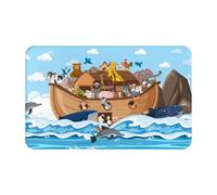 Tappeto da bagno antiscivolo lavabile - Tappetini da cucina per pavimento, tappeti per ingresso interni, animali sull'arca di Noè galleggiante tappeto per lavanderia bagno porta con retro in gomma