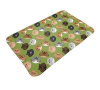 Tappeto da bagno antiscivolo, lavabile, tappetino da cucina per pavimento, tappeti per ingresso interni, con simpatico volto di criceto, lavanderia, porta del bagno, con retro in gomma, 50,8 x 80 cm