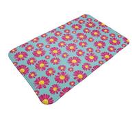 Tappeto da bagno antiscivolo, lavabile, tappetino da cucina per pavimento, tappeti per ingresso interni, viola, rosso, margherite, fiori, lavanderia, bagno, porta con retro in gomma, 50,8 x 80 cm