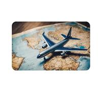 Tappeto da bagno antiscivolo, lavabile, tappetino da cucina per pavimento, tappeti per ingresso, interni, aeroplano, mappa del mondo, avventura, lavanderia, bagno, porta con retro in gomma, 50,8 x 80