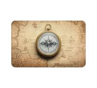 Tappeto da bagno antiscivolo, lavabile, tappetino da cucina per pavimento, tappeti per ingresso interni, con vecchia bussola magnetica sulla mappa del mondo, lavanderia, bagno, porta con retro in