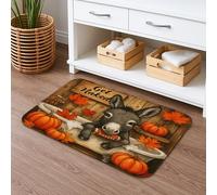 Tappeto da bagno autunnale con asino Get Naked, rustico rustico con animali carini, decorativo, assorbente, antiscivolo, decorazione stagionale per la casa, 50 x 81 cm
