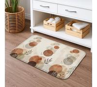 Tappeto da bagno bohémien geometrico astratto a cerchio botanico 50,8 x | Stile bohémien, tappetino da bagno, foglie botaniche, arte geometrica, toni neutri, decorazione moderna per la casa