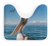 Tappeto da bagno can Bird Blue Sea, a forma di U, antiscivolo, in pile di corallo, super morbido e assorbente, per a, 40,6 x 50,8 cm