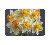 Tappeto da bagno con bouquet di narcisi, assorbe umidità e sporco, con retro in gomma antiscivolo, adatto sotto la porta, per pavimento del bagno, vasca, doccia, lavandino