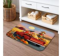 Tappeto da bagno con camion rosso raccolto autunnale, motivo spaventapasseri e zucca, tappetino da doccia assorbente antiscivolo, in flanella, lavabile, decorazione per il bagno 50 x 81 cm