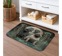 Tappeto da bagno con carlino, tappetino da bagno antiscivolo con grafica di cane vintage, tappetino da doccia antiscivolo in memory foam, lavabile per tutto l'anno, tappetino da bagno per bagno e WC