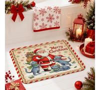 Tappeto da bagno con citazione di Babbo Natale e gattini 50,8 x 81,3 cm | Illustrazione fantasiosa, tappetino da bagno per doccia, superficie in morbida flanella, strato in spugna imbottita