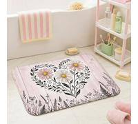 Tappeto da bagno con crisantemo, floreale romantico cuore floreale primavera pesca college dormitorio essenziale peloso tappetino da bagno per stanza della polvere Vanity Sink Decor 40,6 x 61 cm