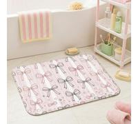 Tappeto da bagno con fiocco, chic e giocoso stelle strisce primavera pesca college dormitorio morbido tappeto da bagno per stanza della polvere Vanity Sink Decor 50 x 81 cm
