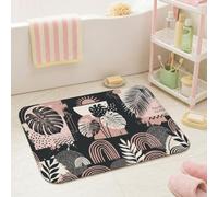 Tappeto da bagno con foglie, moderno tropicale geometrico arcobaleno primavera pesca dormitorio essenziale tappetino da bagno per doccia pavimento WC decorazione 50 x 81 cm
